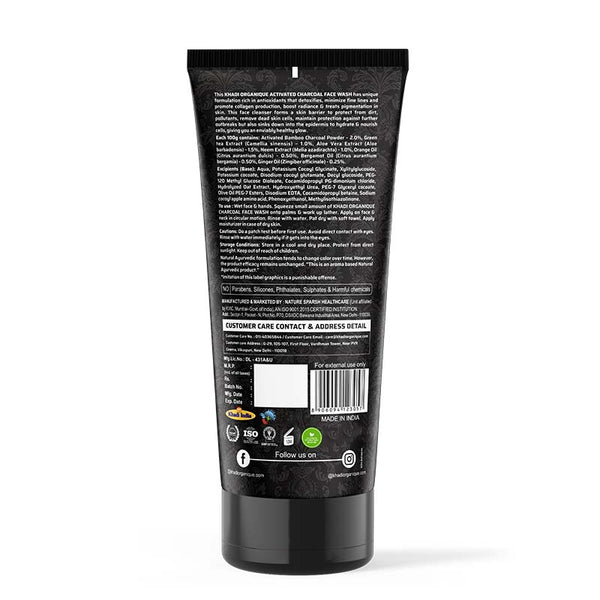 Khadi Organique Activated Bamboo Charcoal Face Wash - SLS And Paraben Free