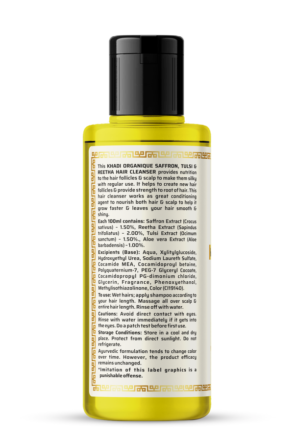 Khadi Organique Saffron,Tulsi & Reetha Hair Cleanser(Shampoo) - 210ml