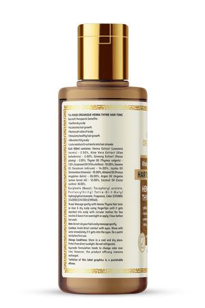 Khadi Organique Henna Thyme Hair Tonic Paraben Mineral Oil Free -210ml