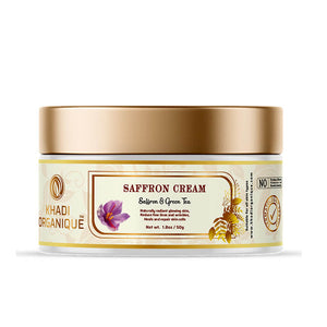 Khadi Organique Saffron Cream For Skin Brightening, Radiant Glow & Dark Spots (Paraben Free & No Harmful Chemicals) 50 gm