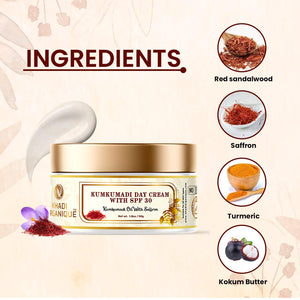Khadi Organique Kumkumadi Day Cream With SPF 30 For Natural Skin Brightening - 50GM - khadiorganique