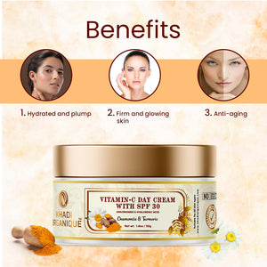 Khadi Organique Vitamin C Day Cream With SPF 30 For Dark Spots & Dull Skin - 50gm
