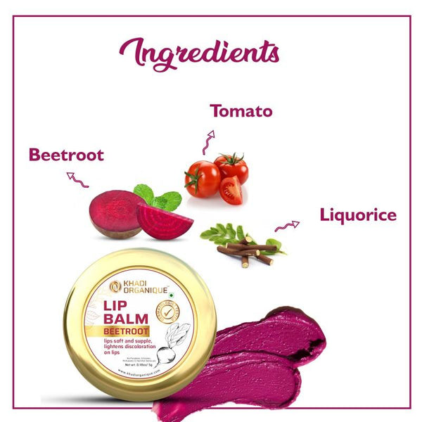 Khadi Organique Beetroot Lip Balm For Dry Damaged And Chapped Lips - 5GM - khadiorganique