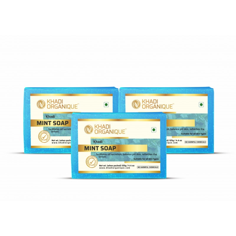 Khadi Organique Mint Soap (Pack Of 3)