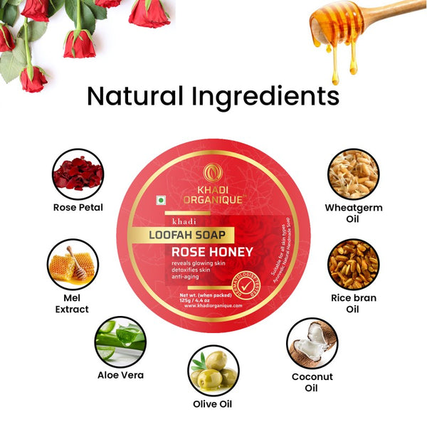 Khadi Organique Rose Honey Loofah Soap