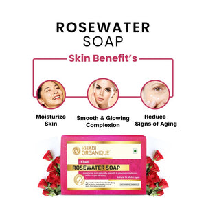 Khadi Organique Rosewater Soap (Pack Of 3)