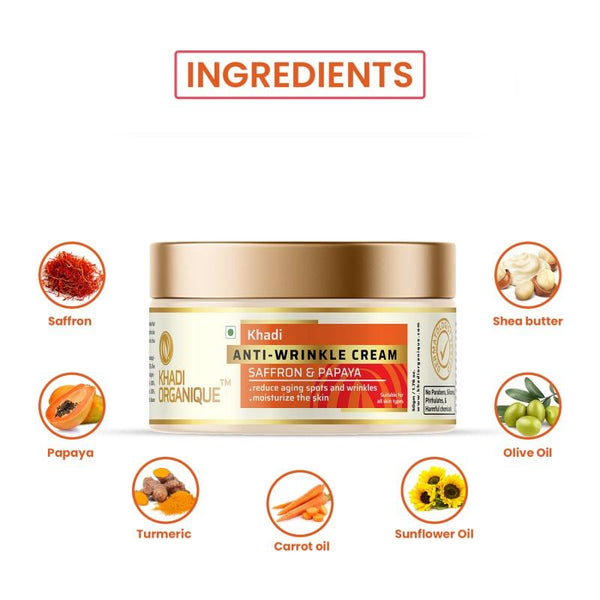 Buy Saffron Papaya Anti Wrinkle Cream - Khadi Organique