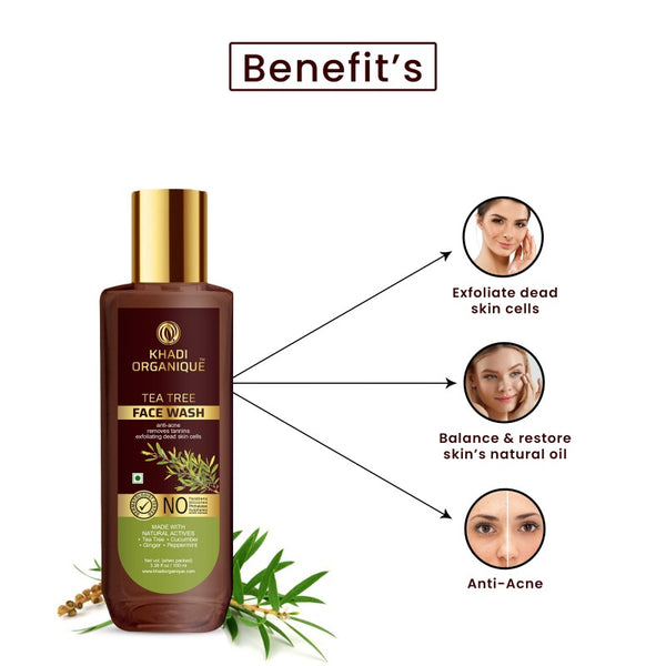 Khadi Organique Tea Tree Face Wash - SLS And Paraben Free-100 ml