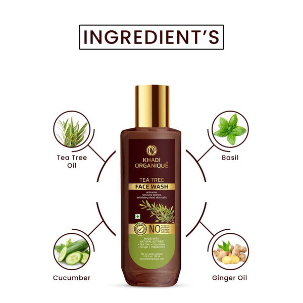 Khadi Organique Tea Tree Face Wash - SLS And Paraben Free-100 ml