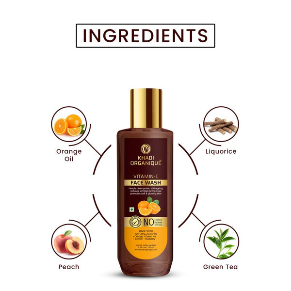 Khadi Organique Vitamin C Face Wash- SLS And Paraben Free-100 ml
