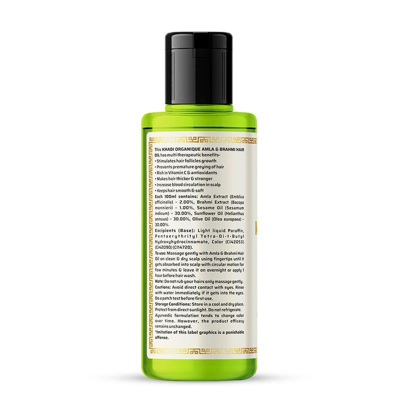 Khadi Organique Amla & Brahmi Hair Oil -210ml