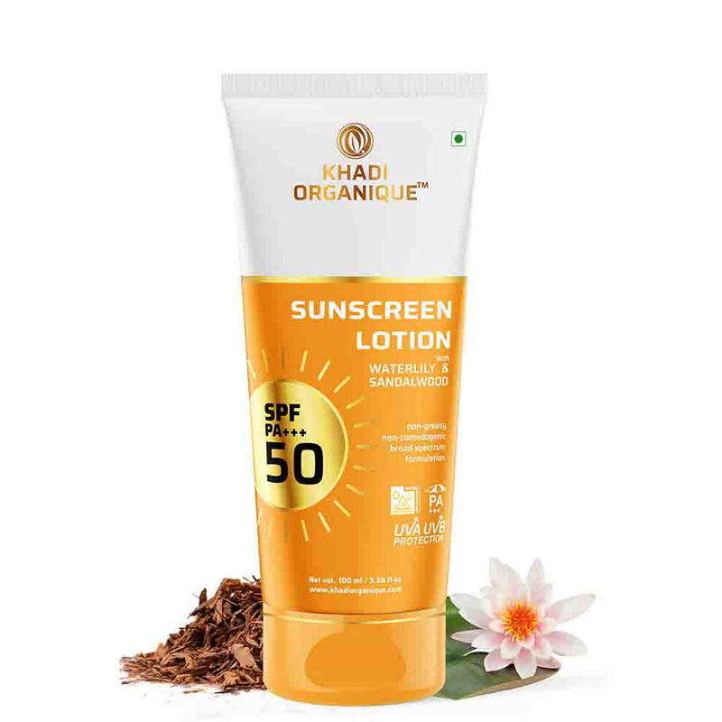 Khadi Organique Sunscreen Lotion SPF 50 With Waterlily & Sandalwood