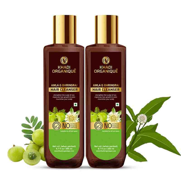 Khadi Organique Amla & Bhringraj Hair Cleanser-SLS/Paraben Free Set of 2