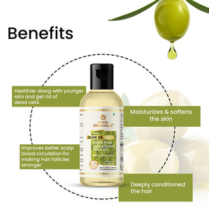 Khadi Organique Olive Oil (100% Cold Pressed Oil) -100ml