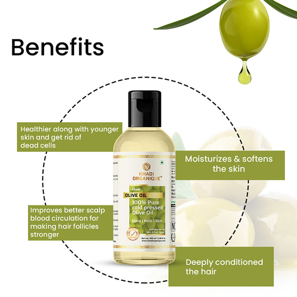 Khadi Organique Olive Oil (100% Cold Pressed Oil) -100ml