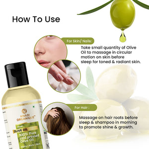 Khadi Organique Olive Oil (100% Cold Pressed Oil) -100ml