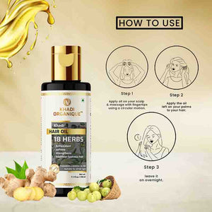 Khadi Organique 18 Herbs Hair Oil Paraben Mineral Oil Free -210ml