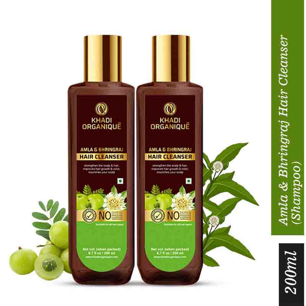 Khadi Organique Amla & Bhringraj Hair Cleanser-SLS/Paraben Free Set of 2