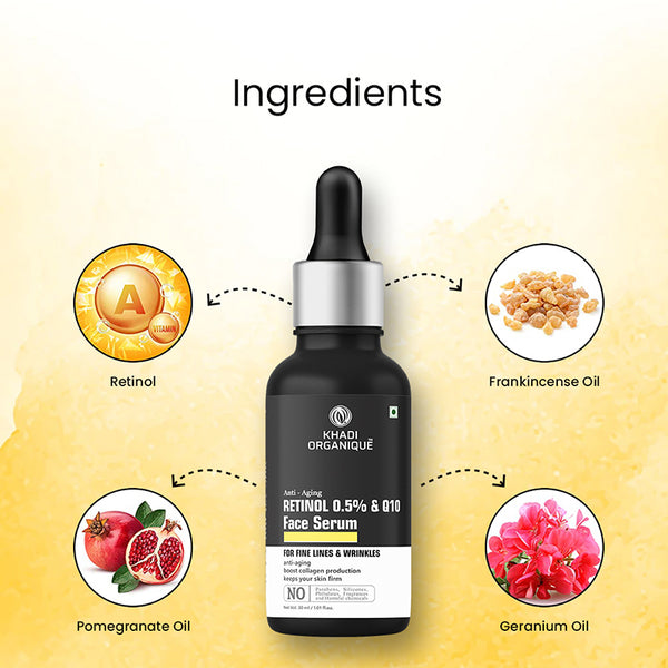 KHADI ORGANIQUE ANTI-AGING FACE SERUM With Retinol 0.5% + Q10 - 30 ml