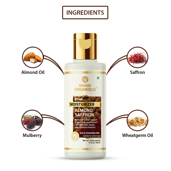 Khadi Organique Almond Saffron Moisturizer - SLS And Paraben Free