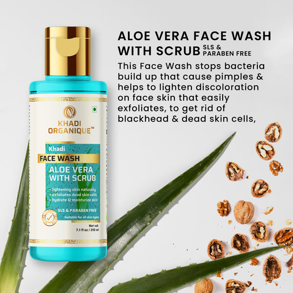 Khadi Organique Aloe Vera With Scrub Face Wash - SLS And Paraben Free