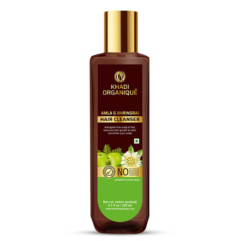 Khadi Organique Amla & Bhringraj Hair Cleanser/Shampoo - SLS and Paraben Free-200 ml