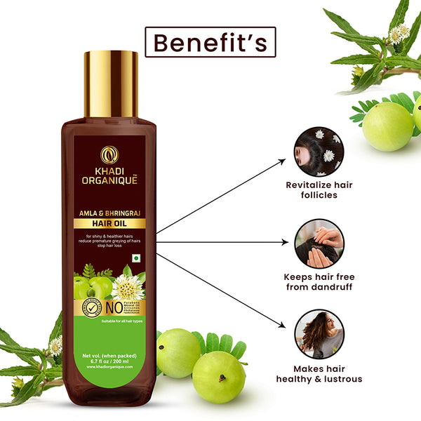 Khadi Organique Amla & Bhringraj Hair Oil Premium -200 ml
