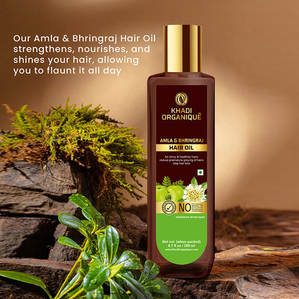 Khadi Organique Amla & Bhringraj Hair Oil Premium -200 ml