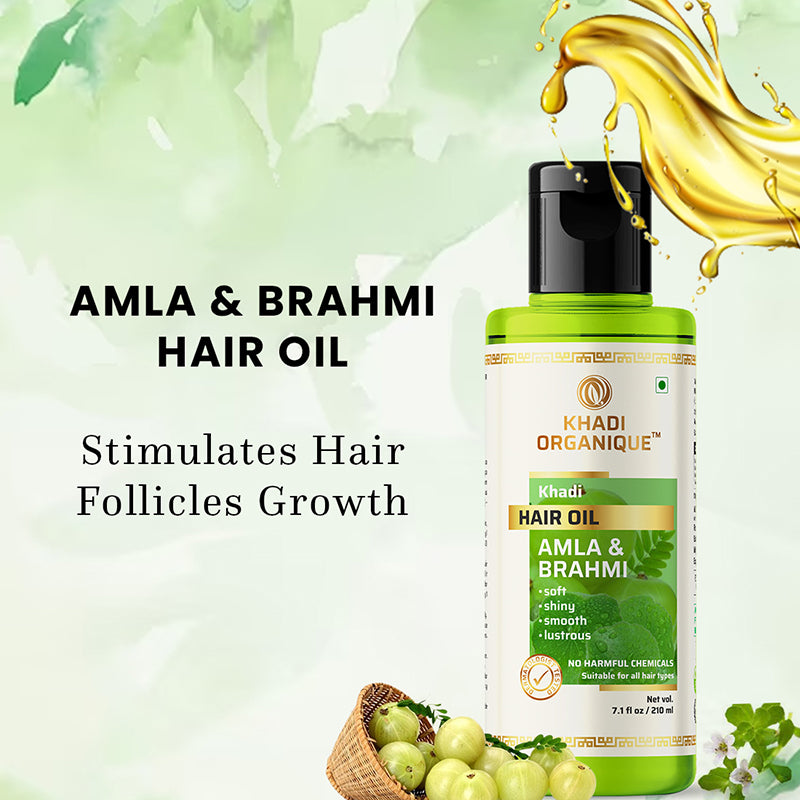 Khadi Organique Amla & Brahmi Hair Oil -210ml