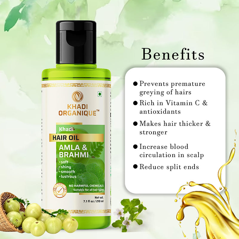 Khadi Organique Amla & Brahmi Hair Oil -210ml