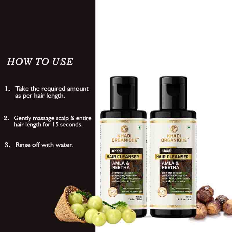 Khadi Organique Amla & Reetha Hair Cleanser/Shampoo - Pack of 2