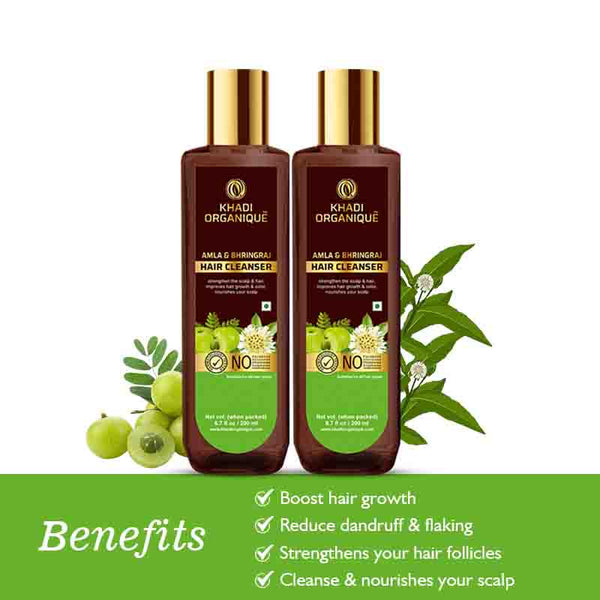 Khadi Organique Amla & Bhringraj Hair Cleanser-SLS/Paraben Free Set of 2
