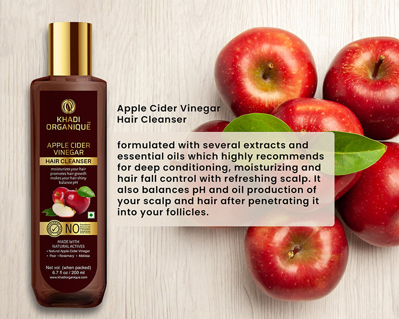 Khadi Organique Apple Cider Vinegar Hair Cleanser/Shampoo - SLS And Paraben Free-200 ml