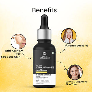 KHADI ORGANIQUE ANTI-AGING FACE SERUM With Retinol 0.5% + Q10 - 30 ml