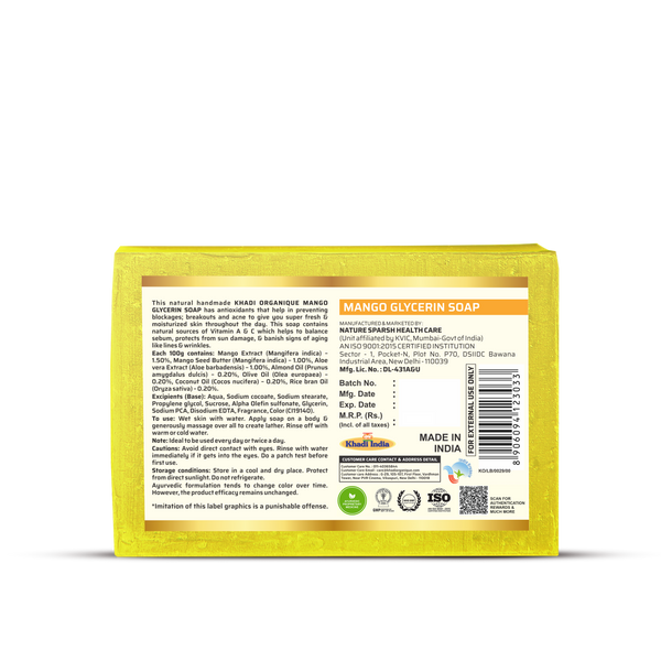 KHADI ORGANIQUE  MANGO GLYCERIN SOAP (Pack Of 3)