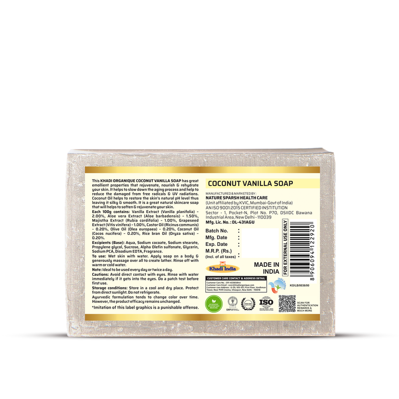 KHADI ORGANIQUE COCONUT VANILLA SOAP (Pack Of 3)