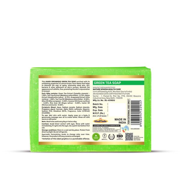 KHADI ORGANIQUE  GREEN TEA SOAP (Pack Of 3)