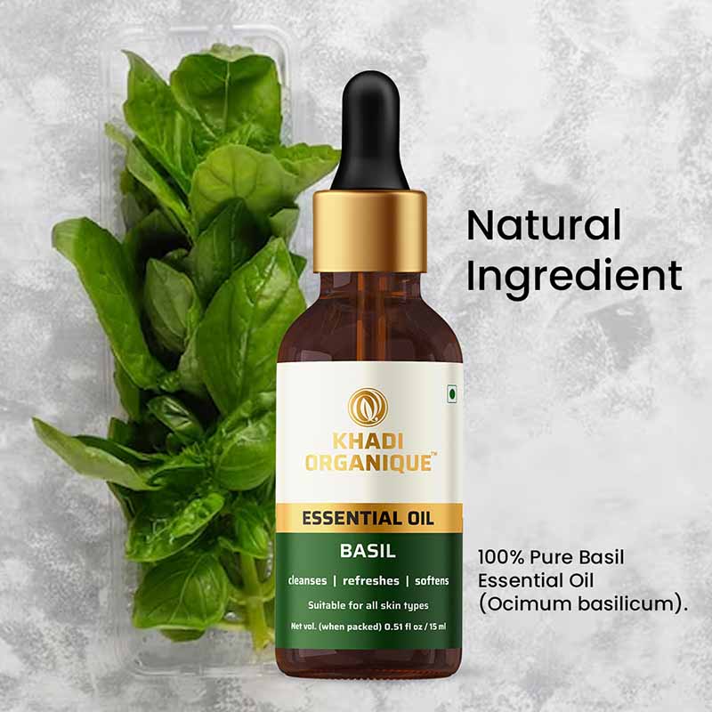 Buy 100 Natural and Pure Herbal Basil Essential Oil Khadi Organique