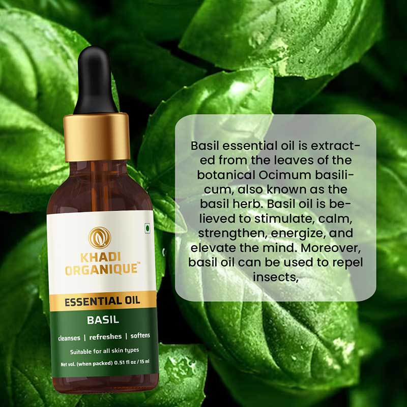 Buy 100 Natural and Pure Herbal Basil Essential Oil Khadi Organique