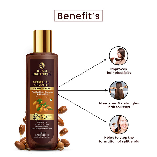 Khadi Organique Moroccan Argan Oil Hair Conditioner - SLS And Paraben Free-200 ml