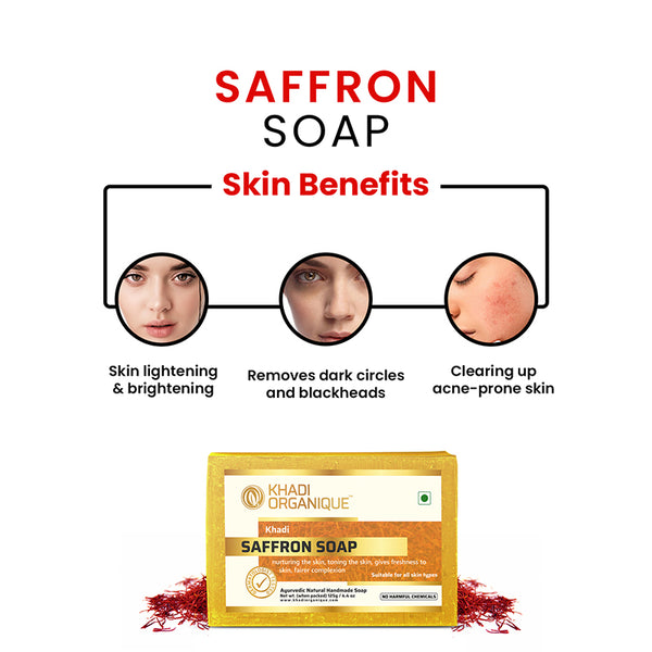 Khadi Organique Saffron Soap (Pack Of 3)