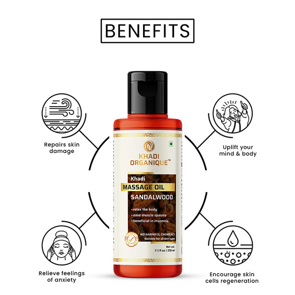 Khadi Organique Sandalwood Massage Oil - 210ml