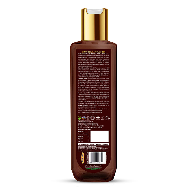 Khadi Organique Castor Oil Hair Cleanser/Shampoo - SLS And Paraben Free-200 ml