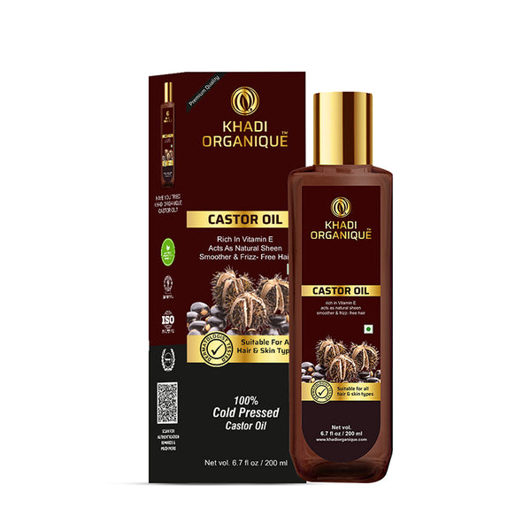 Khadi Organique Castor Oil (100% Cold Pressed Oil) - 200 ml