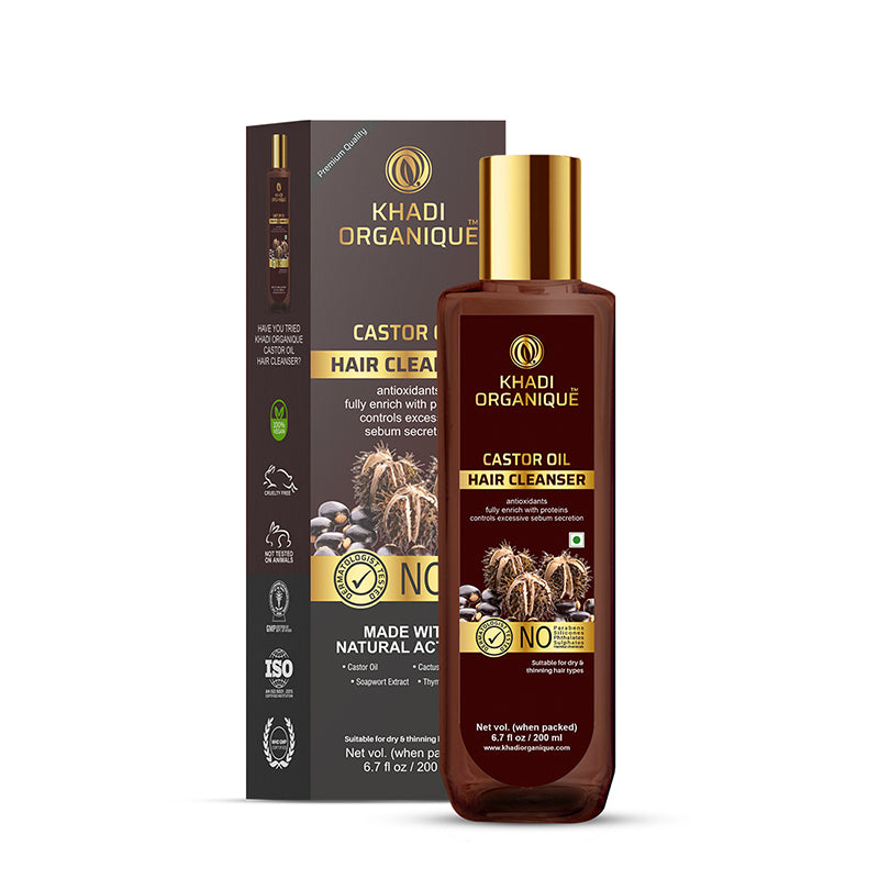 Khadi Organique Castor Oil Hair Cleanser/Shampoo - SLS And Paraben Free-200 ml