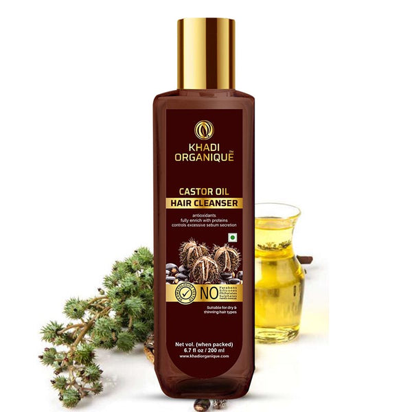 Khadi Organique Castor Oil Hair Cleanser/Shampoo - SLS And Paraben Free-200 ml
