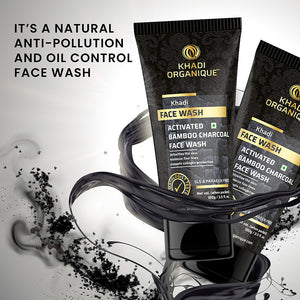Khadi Organique Activated Bamboo Charcoal Face Wash - SLS And Paraben Free