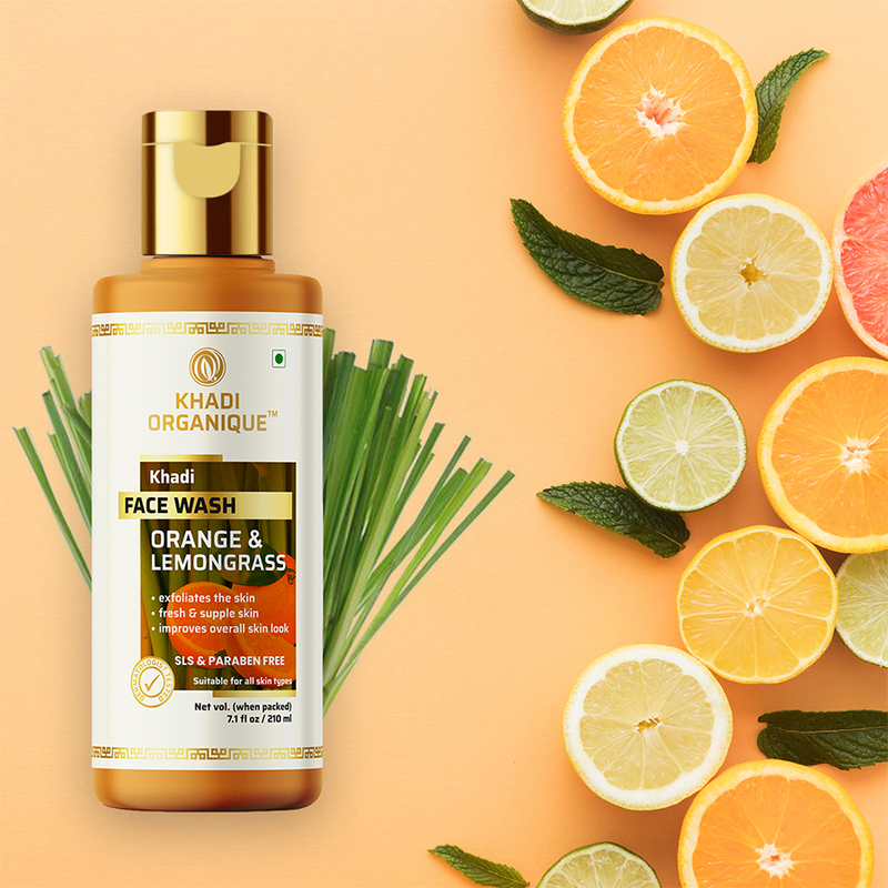 Khadi Organique Orange & Lemongrass Face Wash (SLS & PARABEN FREE)