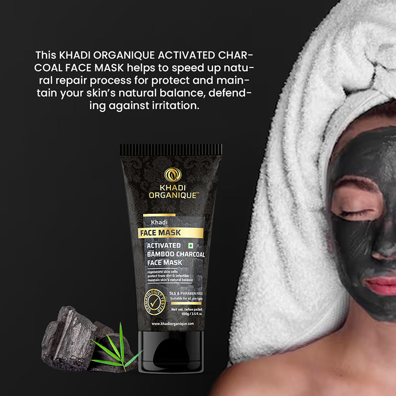 Khadi Organique Activated Bamboo Charcoal Face Mask - SLS And Paraben Free