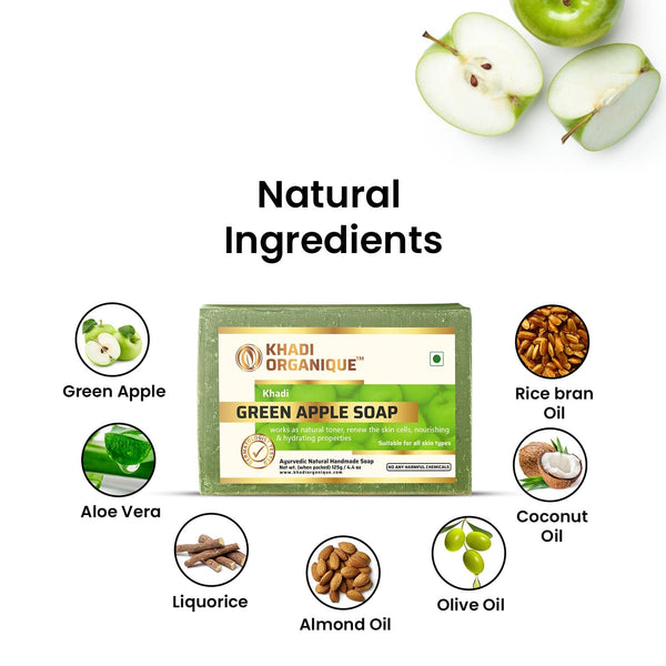 KHADI ORGANIQUE GREEN APPLE SOAP (Pack Of 3)